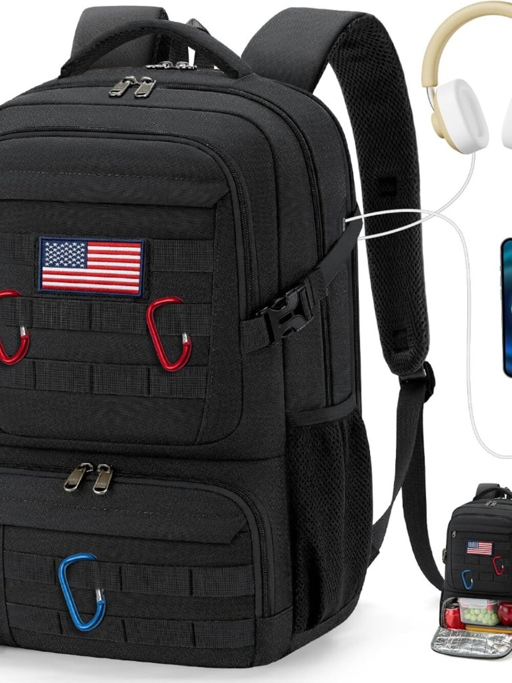 Men's Tactical Laptop & Lunch Backpack – Insulated, Water-Resistant, 40L Capacit